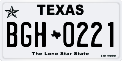 TX license plate BGH0221