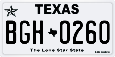 TX license plate BGH0260