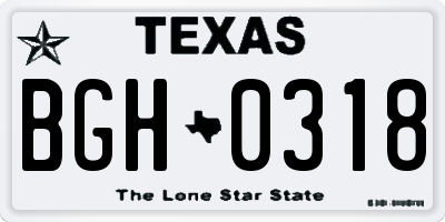 TX license plate BGH0318