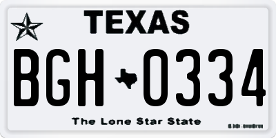 TX license plate BGH0334