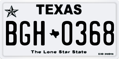 TX license plate BGH0368