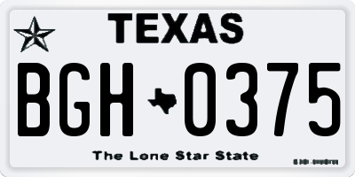 TX license plate BGH0375