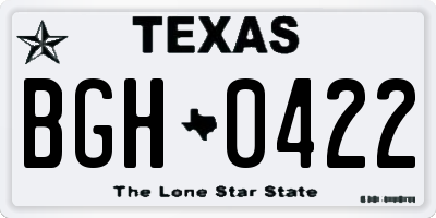 TX license plate BGH0422