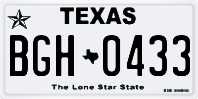 TX license plate BGH0433