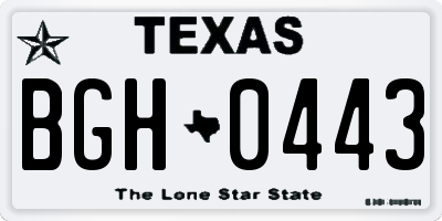 TX license plate BGH0443