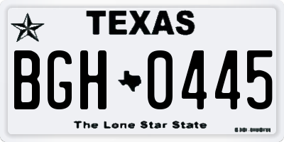 TX license plate BGH0445
