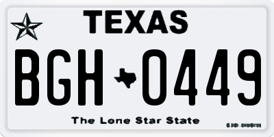 TX license plate BGH0449
