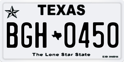 TX license plate BGH0450