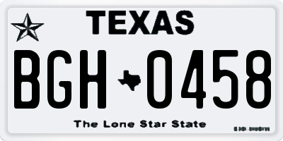 TX license plate BGH0458