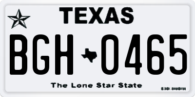 TX license plate BGH0465