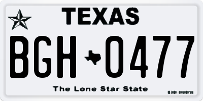 TX license plate BGH0477