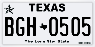 TX license plate BGH0505