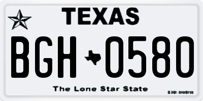TX license plate BGH0580