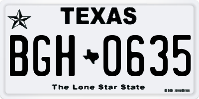 TX license plate BGH0635
