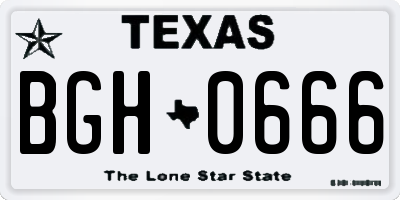 TX license plate BGH0666