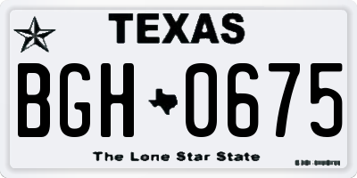TX license plate BGH0675