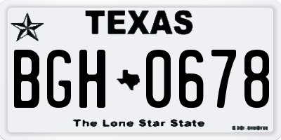 TX license plate BGH0678