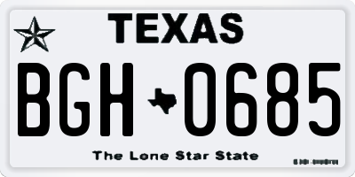 TX license plate BGH0685