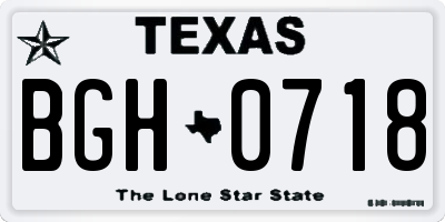 TX license plate BGH0718