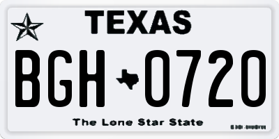 TX license plate BGH0720