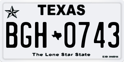 TX license plate BGH0743
