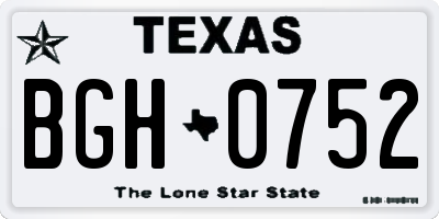 TX license plate BGH0752