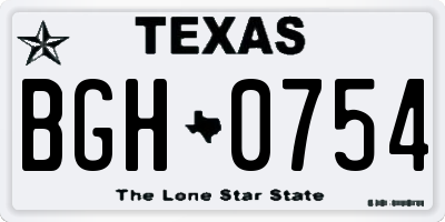 TX license plate BGH0754
