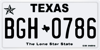 TX license plate BGH0786