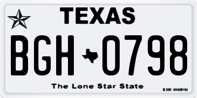 TX license plate BGH0798