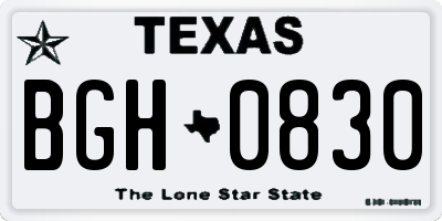 TX license plate BGH0830