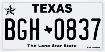 TX license plate BGH0837