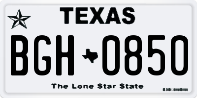 TX license plate BGH0850