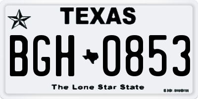TX license plate BGH0853