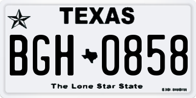 TX license plate BGH0858