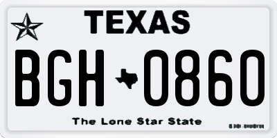 TX license plate BGH0860