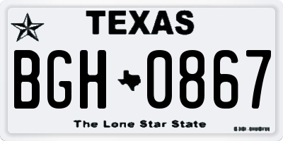 TX license plate BGH0867