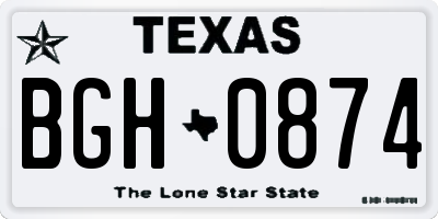 TX license plate BGH0874