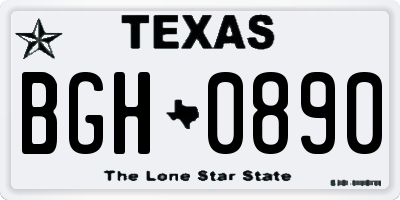 TX license plate BGH0890