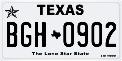 TX license plate BGH0902