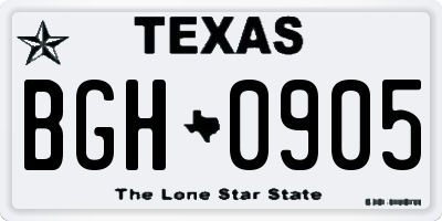 TX license plate BGH0905