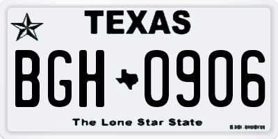 TX license plate BGH0906