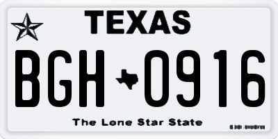TX license plate BGH0916