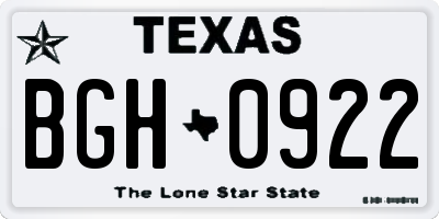 TX license plate BGH0922