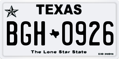 TX license plate BGH0926