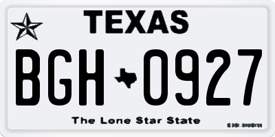 TX license plate BGH0927