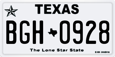 TX license plate BGH0928