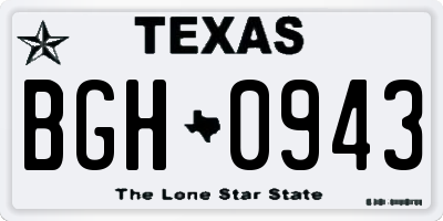 TX license plate BGH0943