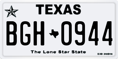 TX license plate BGH0944