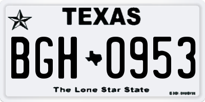 TX license plate BGH0953
