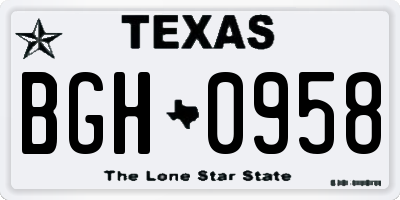 TX license plate BGH0958